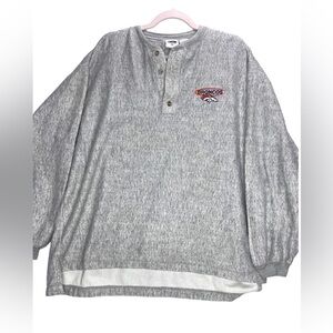 Denver Broncos Fleece Sweatshirt Mens XL Gray 1/4 Button Henley Pro Edge